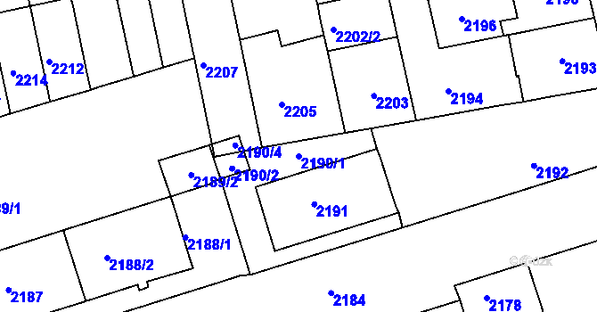 Parcela st. 2190/1 v KÚ Královo Pole, Katastrální mapa