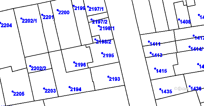Parcela st. 2195 v KÚ Královo Pole, Katastrální mapa