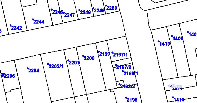 Parcela st. 2199 v KÚ Královo Pole, Katastrální mapa