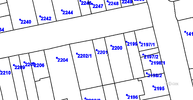 Parcela st. 2201 v KÚ Královo Pole, Katastrální mapa