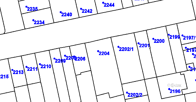 Parcela st. 2204 v KÚ Královo Pole, Katastrální mapa