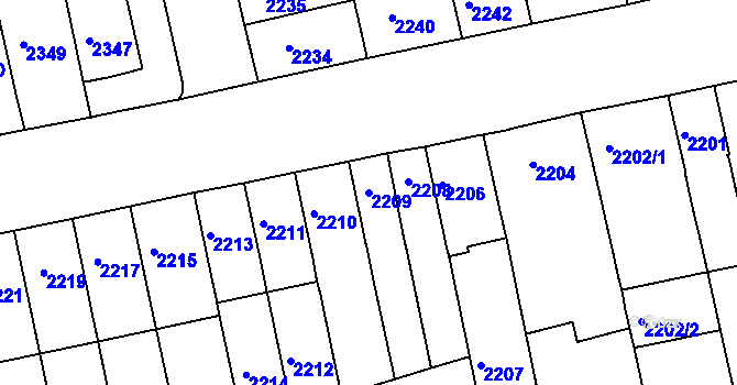 Parcela st. 2209 v KÚ Královo Pole, Katastrální mapa