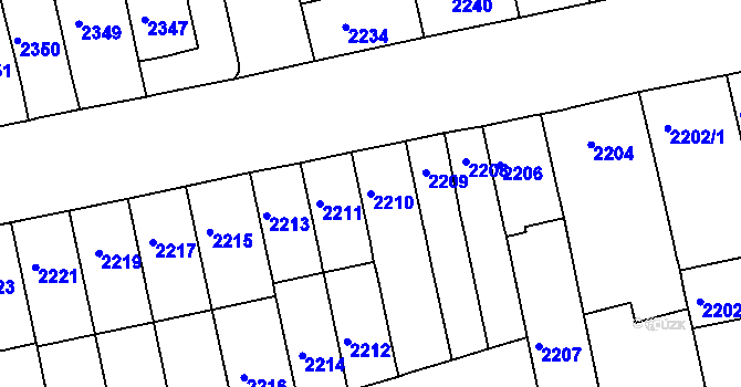 Parcela st. 2210 v KÚ Královo Pole, Katastrální mapa