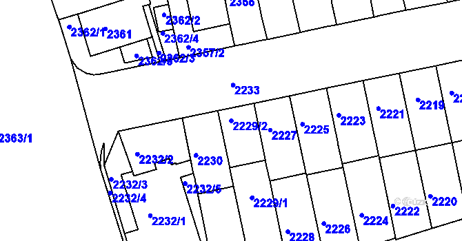 Parcela st. 2229/2 v KÚ Královo Pole, Katastrální mapa