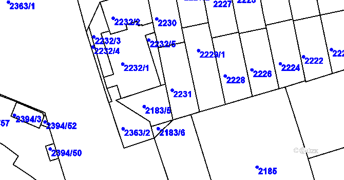 Parcela st. 2231 v KÚ Královo Pole, Katastrální mapa
