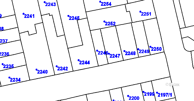 Parcela st. 2246 v KÚ Královo Pole, Katastrální mapa