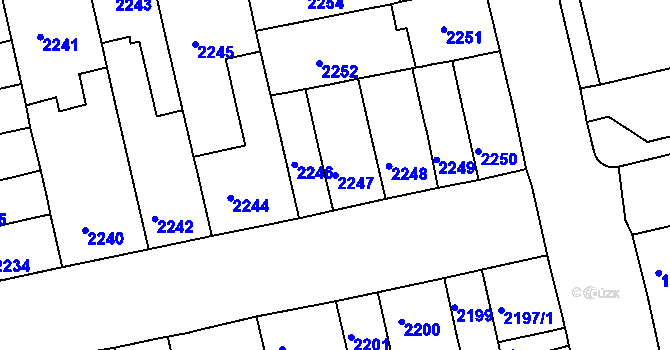 Parcela st. 2247 v KÚ Královo Pole, Katastrální mapa