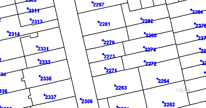 Parcela st. 2273 v KÚ Královo Pole, Katastrální mapa