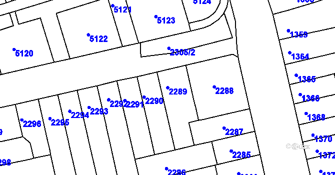 Parcela st. 2289 v KÚ Královo Pole, Katastrální mapa