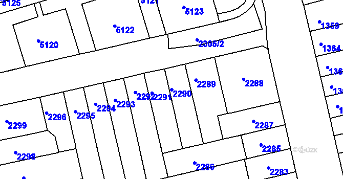 Parcela st. 2290 v KÚ Královo Pole, Katastrální mapa