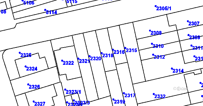 Parcela st. 2318 v KÚ Královo Pole, Katastrální mapa