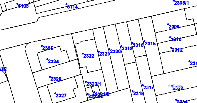 Parcela st. 2321 v KÚ Královo Pole, Katastrální mapa