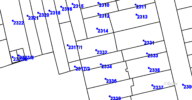 Parcela st. 2332 v KÚ Královo Pole, Katastrální mapa