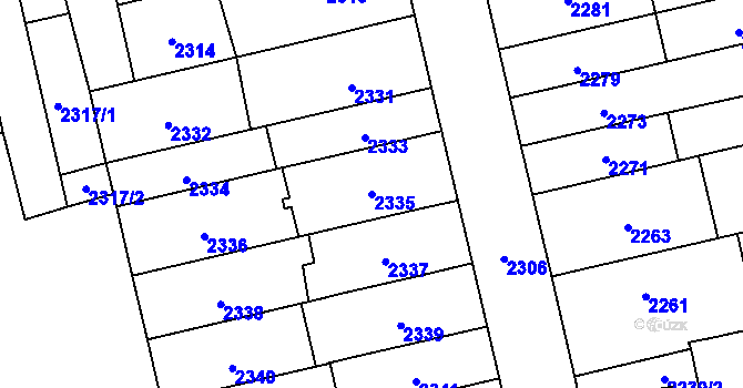 Parcela st. 2335 v KÚ Královo Pole, Katastrální mapa