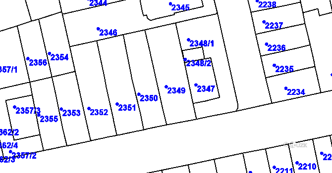 Parcela st. 2349 v KÚ Královo Pole, Katastrální mapa