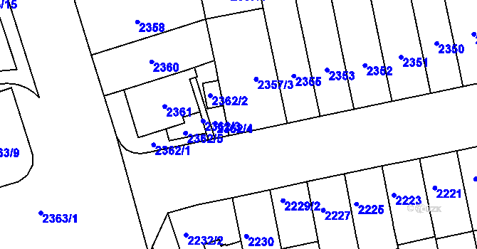 Parcela st. 2357/2 v KÚ Královo Pole, Katastrální mapa