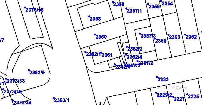 Parcela st. 2361 v KÚ Královo Pole, Katastrální mapa