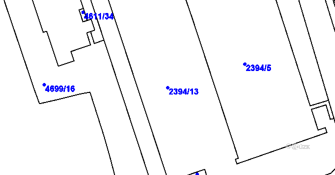 Parcela st. 2394/13 v KÚ Královo Pole, Katastrální mapa