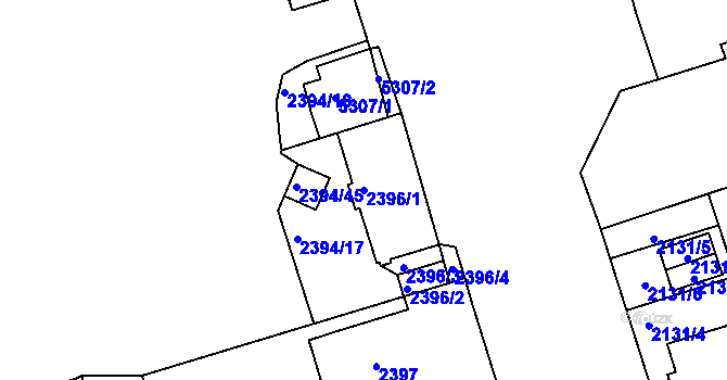 Parcela st. 2396/1 v KÚ Královo Pole, Katastrální mapa