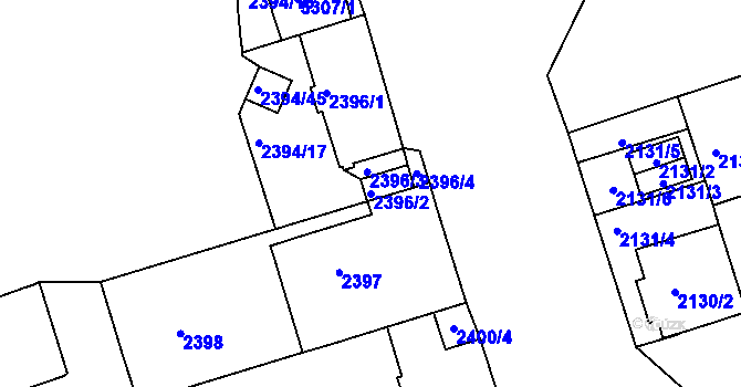 Parcela st. 2396/2 v KÚ Královo Pole, Katastrální mapa