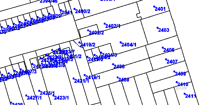 Parcela st. 2404/3 v KÚ Královo Pole, Katastrální mapa
