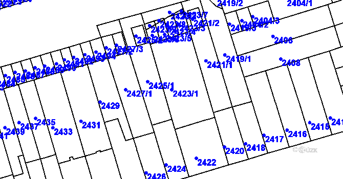 Parcela st. 2423/1 v KÚ Královo Pole, Katastrální mapa