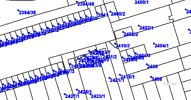 Parcela st. 2423/7 v KÚ Královo Pole, Katastrální mapa