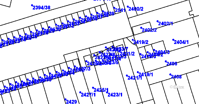 Parcela st. 2423/8 v KÚ Královo Pole, Katastrální mapa