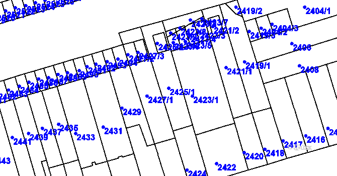 Parcela st. 2425/1 v KÚ Královo Pole, Katastrální mapa
