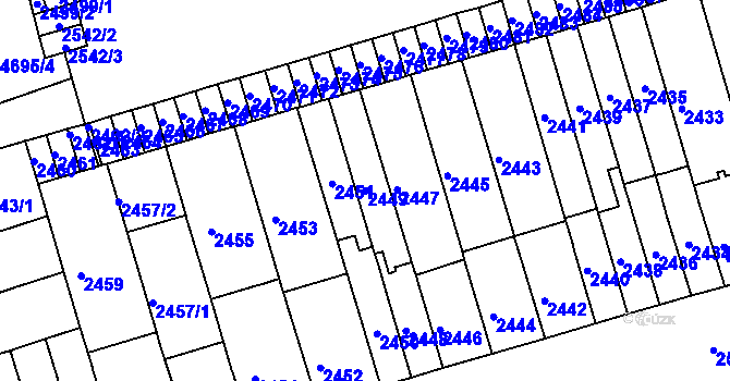 Parcela st. 2449 v KÚ Královo Pole, Katastrální mapa