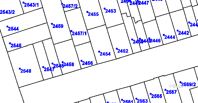 Parcela st. 2454 v KÚ Královo Pole, Katastrální mapa