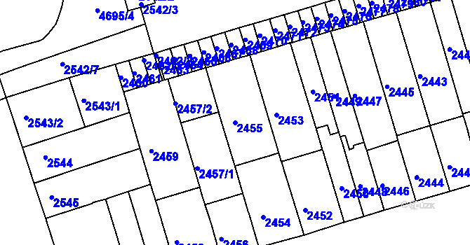 Parcela st. 2455 v KÚ Královo Pole, Katastrální mapa