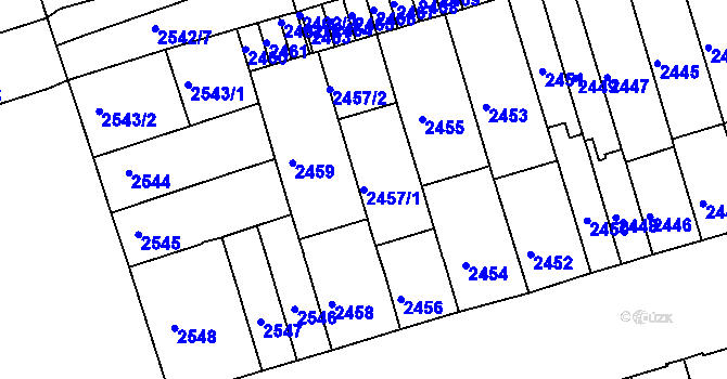 Parcela st. 2457/1 v KÚ Královo Pole, Katastrální mapa