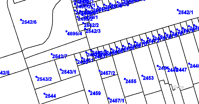 Parcela st. 2464 v KÚ Královo Pole, Katastrální mapa