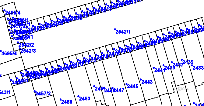 Parcela st. 2475 v KÚ Královo Pole, Katastrální mapa