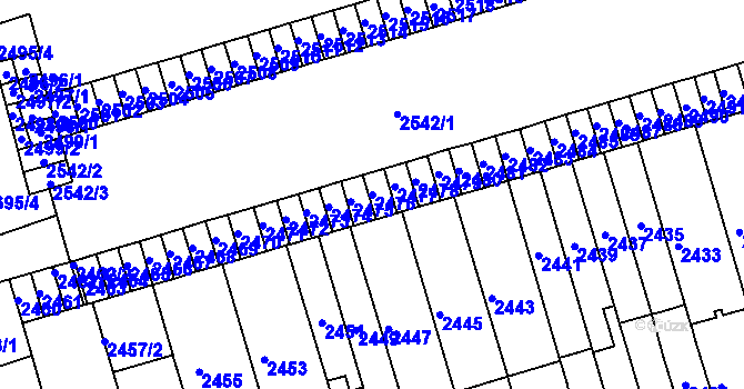 Parcela st. 2476 v KÚ Královo Pole, Katastrální mapa