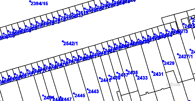 Parcela st. 2483 v KÚ Královo Pole, Katastrální mapa