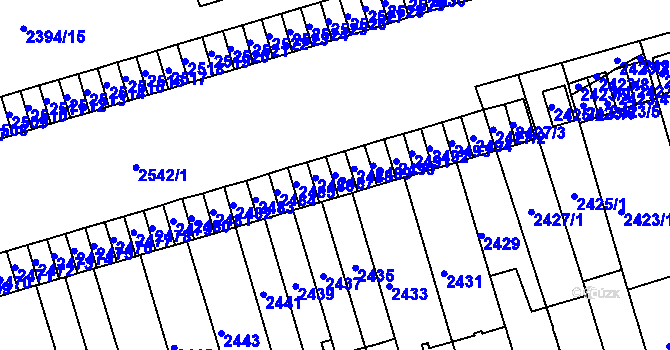 Parcela st. 2487 v KÚ Královo Pole, Katastrální mapa
