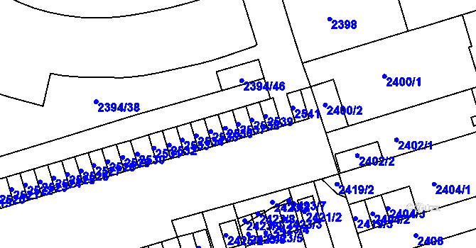 Parcela st. 2537 v KÚ Královo Pole, Katastrální mapa