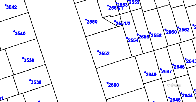 Parcela st. 2552 v KÚ Královo Pole, Katastrální mapa
