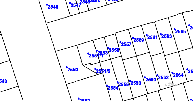 Parcela st. 2553 v KÚ Královo Pole, Katastrální mapa