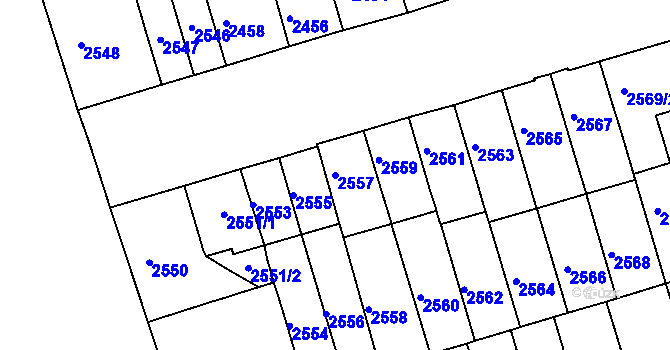 Parcela st. 2557 v KÚ Královo Pole, Katastrální mapa