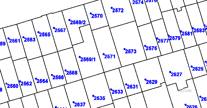 Parcela st. 2571 v KÚ Královo Pole, Katastrální mapa