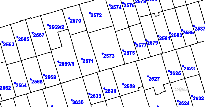 Parcela st. 2573 v KÚ Královo Pole, Katastrální mapa