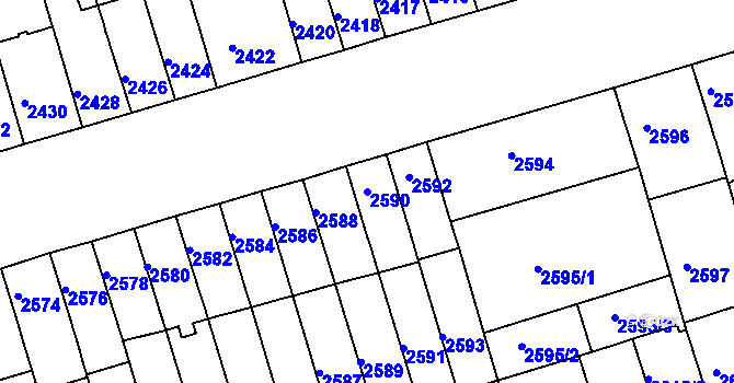 Parcela st. 2590 v KÚ Královo Pole, Katastrální mapa