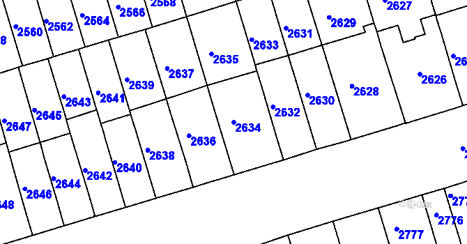 Parcela st. 2634 v KÚ Královo Pole, Katastrální mapa