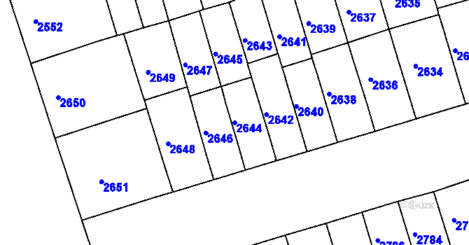 Parcela st. 2644 v KÚ Královo Pole, Katastrální mapa