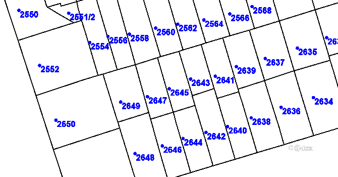 Parcela st. 2645 v KÚ Královo Pole, Katastrální mapa