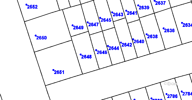 Parcela st. 2646 v KÚ Královo Pole, Katastrální mapa