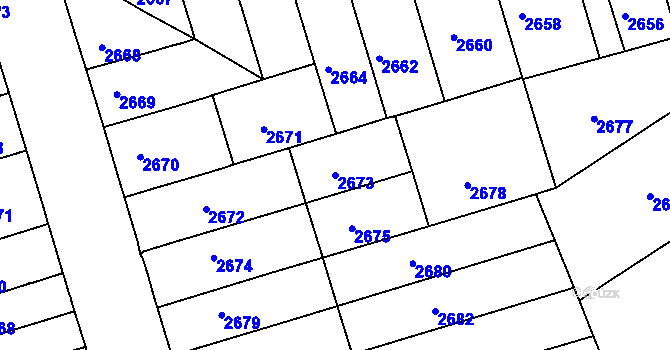 Parcela st. 2673 v KÚ Královo Pole, Katastrální mapa